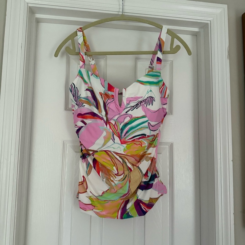 NWT Soma Swim V Wire Tankini Top in Palm Print XL - Picture 4 of 10